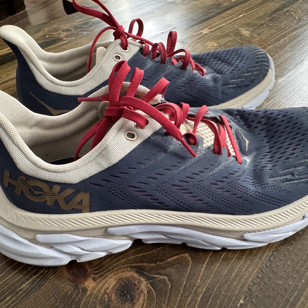 Hoka One One Men's Navy and Beige Sneakers